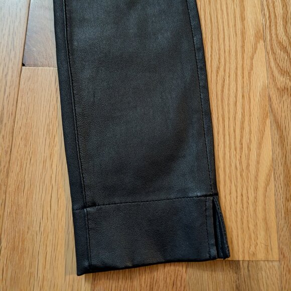 CURRENT ELLIOTT THE SIDE SLIT CROPPED LEATHER LEGGING, SZ 28 Black Retail $998 - Picture 6 of 9
